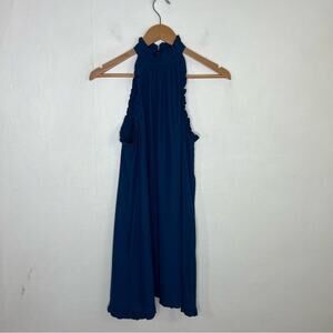 Amanda Uprichard Blue Ruffle Halter Mini Dress Size Small